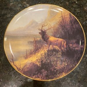 Burlington Northern and Santa Fe Railway Co Decorative Gold Rim Deer Plate 10”